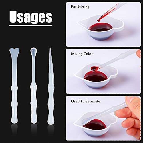 Geiserailie 23 Pcs Silicone Mould Cup Dispensers Mini Measuring Cup Resin Mixing Bowls with Rubber Spoon Glue Stick Small Scraper Color Modulation Tools Kit for DIY Epoxy Resin Craft UV Resin Projects