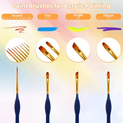 Hnncugty Miniature Paint Brushes Set 12pcs, Paint Brushes for Acrylic Painting, Art Supplies for Oil, Watercolor Detailing Models Rock Body Face Nail Drawing Artist Gifts, Triangular Handles Blue - color: Blue