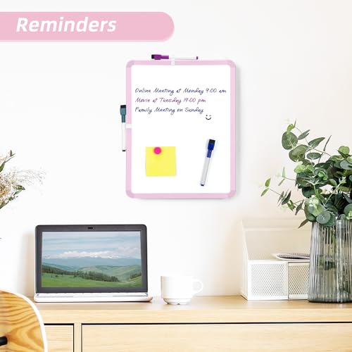 VUSIGN Small White Board Dry Erase, 14'' x 11'' Magnetic Dry Erase Board, Mini Whiteboard with Markers for Students, Fridge, Wall, Locker, Pink - color: G-pink 1 Pack