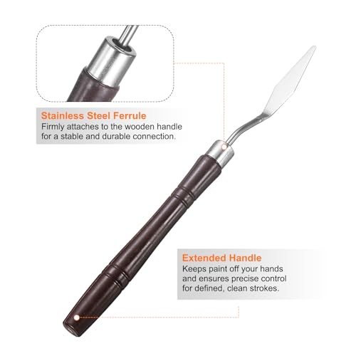 HARFINGTON 8pcs Palette Knife Painting Tool 6.3" Pointed Stainless Steel Blade Plastic Handle Spatula Painting Pallet Knife for Oil Canvas, Red - color: Red
