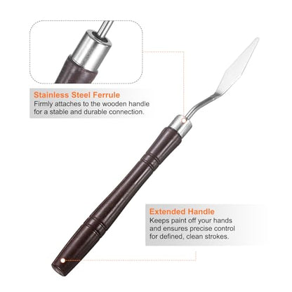 HARFINGTON 8pcs Palette Knife Painting Tool 6.3" Pointed Stainless Steel Blade Plastic Handle Spatula Painting Pallet Knife for Oil Canvas, Red - color: Red