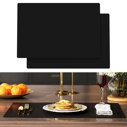 2-Pack Extra Thick Silicone Counter Mats - 24”x16” Large Heat Resistant Kitchen Countertop Protector, Non-Slip Hot Pad Trivet for Air Fryer, Hot Pots & Pans, Coffee Maker (Black) - color: Black
