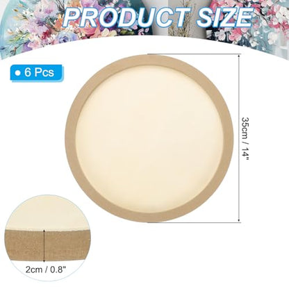 PATIKIL 14" Round Wood Canvas Panels, 6pcs Unfinished Wood Plaque Disc Circle Board for Craft Projects, Art Painting, Carving, Engraving, DIY - size: 14"