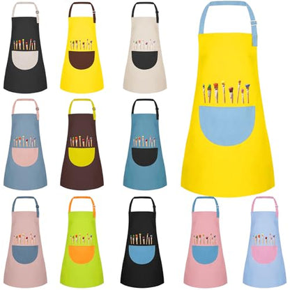 VZZNN 12 Pack Kids Art Smock,Waterproof Kids Painting Apron with Pocket for Art Crafts Painting Cooking Activities - color: Multicolor