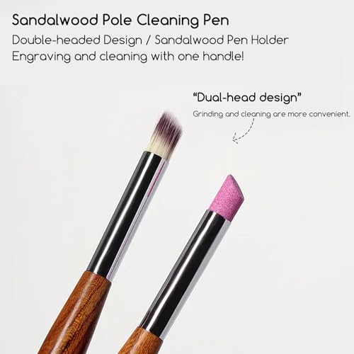 1 Piece Dual-Head Nail Art Tool - Pumice Stone Nail File, Cuticle Pusher, Nail Brush for Cleaning and Gradient Blending - color: Cuticle Pusher&Nail Brush