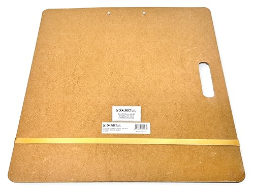 Proartek PK00025 Model SB1819 SB Series 18" x 19" Artist Sketch Board, Brown; 4mm Tempered Masonite; Constructed with a Cutout Handle; Smooth Edges; Firm Spring Clips; Rubber Band Included - size: 18" x 19"
