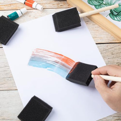 HINZIC 7 Pcs 2 Inch Foam Paint Brushes Black Sponge Brushes Wood Handle for Painting Varnishes DIY Craft Projects - size: 2 inch