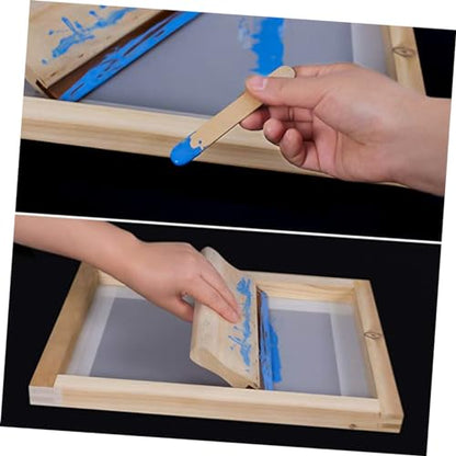 EXAOMBLE Family-Friendly Silk Screen Printing Kit Frame Squeegees Transparency Film Mask Tape