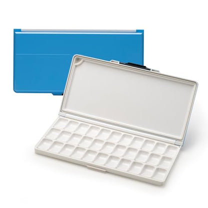 MEEDEN Watercolor Palette with Lid: 33 Wells Airtight Folding Paint Palette with Large Mixing Tray - Empty Acrylic Painting Art Pallet 12.5''x 6.5'' Blue - color: Blue
