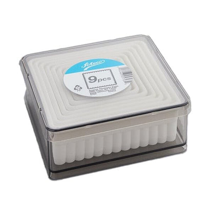 Ateco 5703 Fluted Edge Square Cutter Set in Graduated Sizes, Durable, Food-Safe Plastic, 9 Pc Set, White - size: Fluted Edge, style: Square - 9 Pc Set