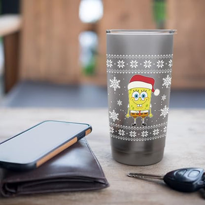 Spongebob SquarePants Holiday Christmas Graphic Stainless Steel Insulated Tumbler - color: Brushed Steel