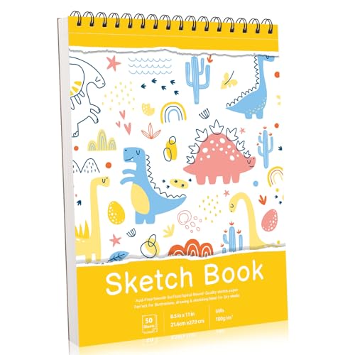 Sketch Book 8.5×11 inch, Spiral Bound Sketch Pad 50 Sheets (68lb/100gsm), Acid-Free Sketchbook for Drawing Painting Sketching, Art Paper Drawing Supplies for Teens Adults Artists Ideal Gifts - color: Orange, size: 8.5 x 11inch(1 Pack)