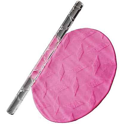 Rengue Acrylic Rolling Pin with 28 Patterns, Compliant Material, Comfortable Grip, 16 X 1 Cm, Lightweight for Dough and Pastry Acrylic Rolling Pin with 28 Patterns, Nan Kitchen (#17) - size: 52007Rhombus Geometry