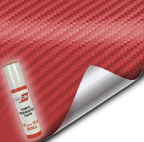 VViViD Craft 3D Carbon Fiber Textured Vinyl Sheet 1ft x 5ft for Silhouette, Cricut and Cameo Machines Including 12" x 12" Sheet of Transfer Paper (Red) - color: Red