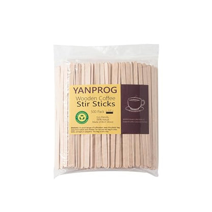 Wooden Coffee Stirrers 5.5" Coffee Stir Sticks 500 Pcs, Natural Birch Round End Thick Birch Wood Eco-Friendly Suitable for Coffee, Cocktail and Hot Drinks - color: Natural, size: 500 Pack