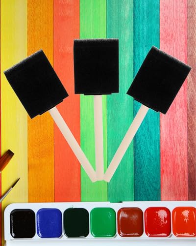 WAFJAMF 10 Pack Poly Foam Paint Brushes 2 Inch Sponge Painting Brushes Wood Handle Paint Sponges Set for Painting Cleaning - size: 10 Pcs
