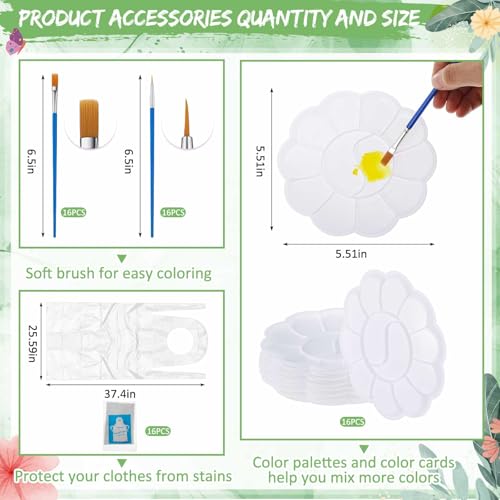 Tenceur 16 Sets Pre Drawn Canvas to Paint for Sip and Paint Party, 8 x 10 Inch Preprinted Framed Pre Sketched Coloring Canvas with Easels and Brushes for Adults Party Supplies(Garden) - style: Garden