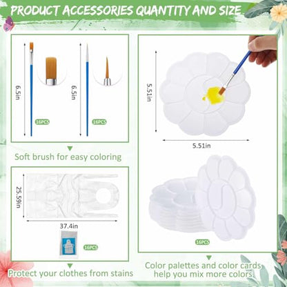 Tenceur 16 Sets Pre Drawn Canvas to Paint for Sip and Paint Party, 8 x 10 Inch Preprinted Framed Pre Sketched Coloring Canvas with Easels and Brushes for Adults Party Supplies(Garden) - style: Garden