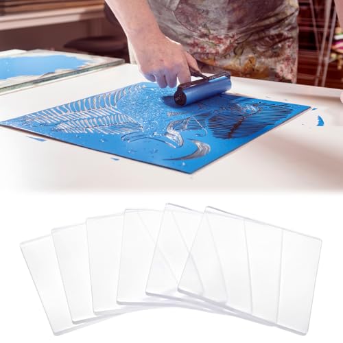 QWORK 6x6 Inch Gel Printing Plates 12 Pack, Reusable Monoprinting Plates for Acrylic Paint, Scrapbooking, Card Making, and Mixed Media Art, Printmaking Supplies