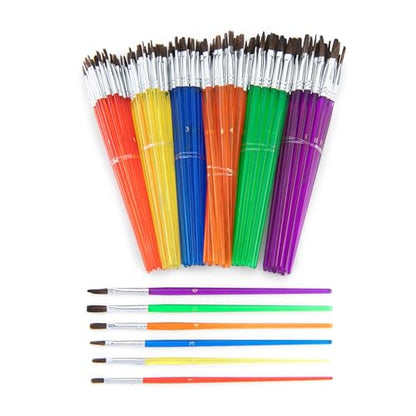 Royal Brush RCAN-2 Flat Camel Hair Polymer Handle Classroom Value Brush Set, Assorted Size (Pack of 144)