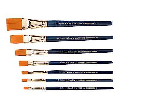 Faber Castell Synthetic Hair Flat Paint Brush, Assorted - Set of 7