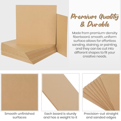 CALPALMY 24-Pack MDF Board 1/8 Inch Thick 12" x 12" Unfinished Wood Panels, 3mm Thick Medium Density Fiberboard Wood Boards for Crafts, Painting, Carpentry, Engraving, Interior Design, and More - size: 12 x 12 x 1/8" (24 Pack)