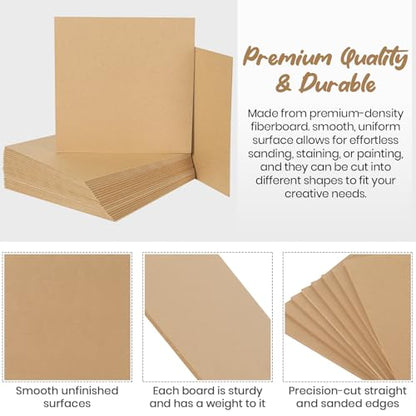 CALPALMY 24-Pack MDF Board 1/8 Inch Thick 12" x 12" Unfinished Wood Panels, 3mm Thick Medium Density Fiberboard Wood Boards for Crafts, Painting, Carpentry, Engraving, Interior Design, and More - size: 12 x 12 x 1/8" (24 Pack)