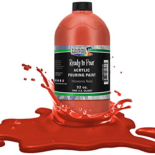 Pouring Masters Havana Red Ready to Pour Acrylic Pouring Paint - Premium 32-Ounce Pre-Mixed Fluid Acrylic Paint - Fluid Art Supplies for Canvas, Wood, Paper, Tile & Rocks