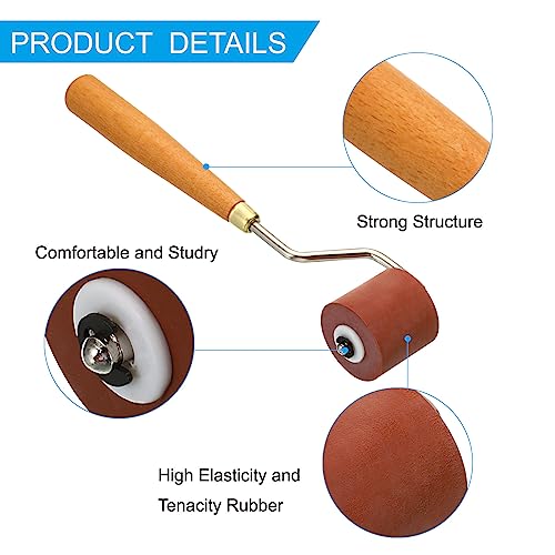 PATIKIL 1.2 Inch Rubber Roller Brayer, 2 Pack Anti Skid Hard Rubber Roller Tools for Wallpaper Art Craft Printing Printmaking Ink Stamping Tape Construction
