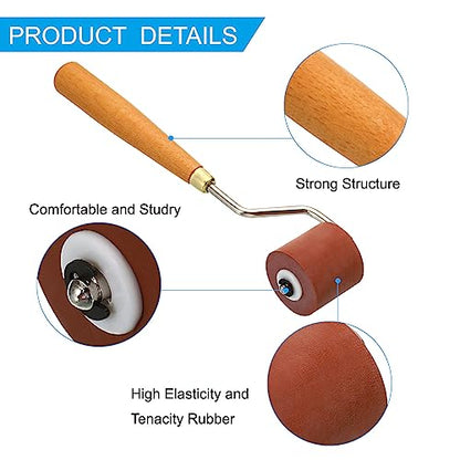PATIKIL 1.2 Inch Rubber Roller Brayer, 2 Pack Anti Skid Hard Rubber Roller Tools for Wallpaper Art Craft Printing Printmaking Ink Stamping Tape Construction