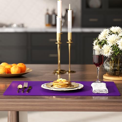 2-Pack Extra Thick Silicone Counter Mats - 24”x16” Large Heat Resistant Kitchen Countertop Protector, Non-Slip Hot Pad Trivet for Air Fryer, Hot Pots & Pans, Coffee Maker (Purple) - color: Purple