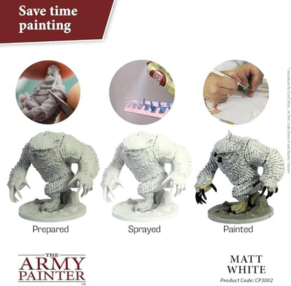 The Army Painter Color Primer, Matt White, 400ml, 13.5oz - Acrylic Spray Undercoat for Miniature Painting - color: Matt White