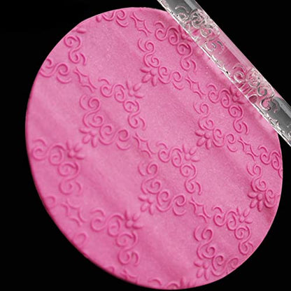 Rengue Acrylic Rolling Pin with 28 Patterns, Compliant Material Comfortable Grip, 6.3 by 0.4 Inch Lightweight for Dough and Pastry Number 4 - size: 51017 printing