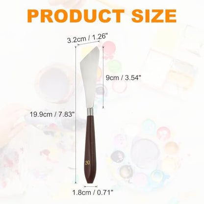 HARFINGTON Palette Knife Painting Tool 3.54" x 1.26" Stainless Steel Art Spatula Pallet Knives Scrapers Tools with Plastic Handle for Acrylic Oil Canvas Mixing Spreading, Red/Silver