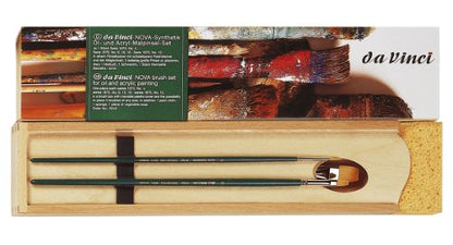 da Vinci Oil & Acrylic Series 5243 Nova Synthetic Paint Brush Set with Wood Mixing Palette, Multiple Sizes, 5 Brushes (Series 1670, 1870, 1875) - style: Nova Oil & Acrylic Synthetic Wood Box Set