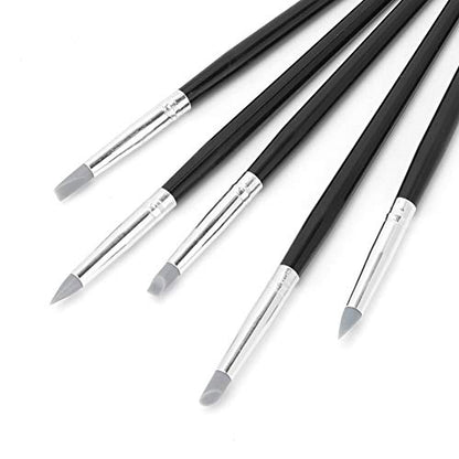 5PCS Silicone Clay Sculpture Tools Set, 20cm Clay Silicone Shaper Oil Pastel Blender Brush for DIY Handicraft Sculpture Pottery Nail Art
