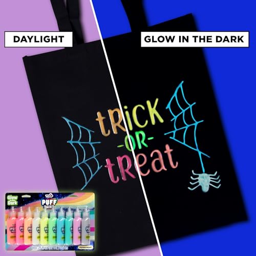 Tulip Puff Paint Glow in the Dark Colors 10-pack, Multi-Surface, Premium Quality, Nontoxic & Waterproof Craft Paint, Permanent on Fabric, 10-pack - color: Glow