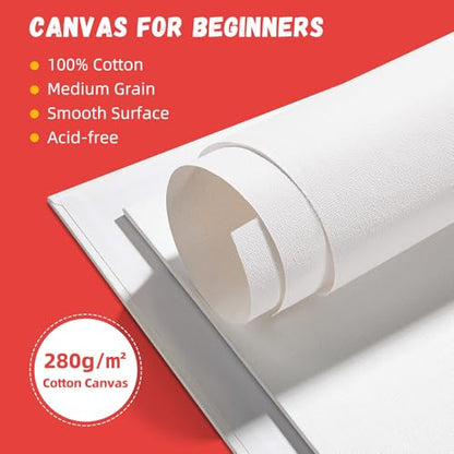 Simetufy Canvas Boards for Painting 52 Pack 8 x 10 Inch Blank Flat Canvas Panels 100% Cotton Pre-Primed for Acrylic & Oil Paint, Art Supplies for Kids & Adults - size: 8"x10"- 52 pack