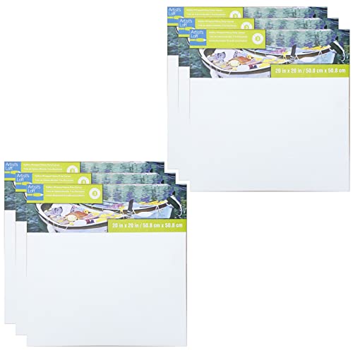 Artist's Loft 20" x 20" Level 3 Gallery Wrapped Heavy Duty Canvas - Acid Free Cotton Canvas for Paint, Acrylic, & Oils - Bulk 6 Pack - size: 20 x 20