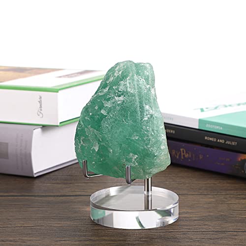 Hipiwe Clear Acrylic Display Stand Holder with Adjustable Metal Arms Display Easel Stands for Gemstones Fossils Minerals Agate Slabs Plates Crystals Saucers Collectibles, 2.8*2.8*4.1 inch