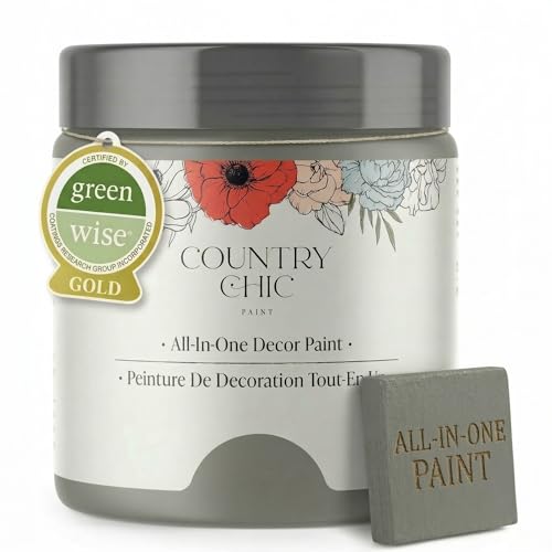 Country Chic All-in-One Chalk Paint for Furniture, Cabinets, Home Decor, Eco-Friendly, Matte Finish, Built-In Primer & Top Coat for Wood, Metal - No Wax Needed (Cobblestone (Grey), Sample (4 oz)) - - color: Cobblestone, size: 4 Ounce (Pack of 1)