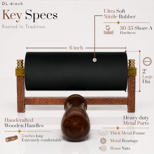 Leoball® Limited Edition Ultra-Soft Nitrile Rubber Block Printing Brayer, Deluxe Luxury 30-35 Shore A Rubber Roller, with Internal Bearing tech, 6 inch - size: 6 inch