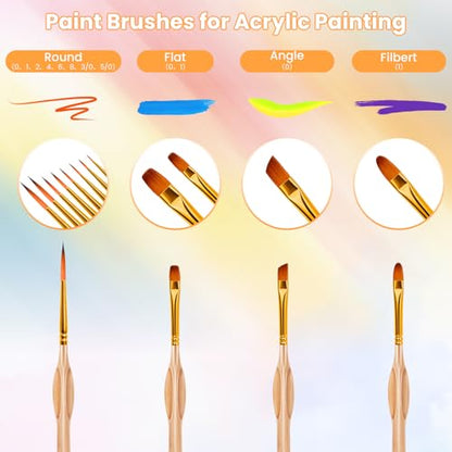 Hnncugty Miniature Paint Brushes Set 12pcs, Paint Brushes for Acrylic Painting, Art Supplies for Oil, Watercolor Detailing Models Rock Body Face Nail Drawing Artist Gifts, Triangular Handles Wood - color: Wood