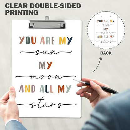 Therapist Clipboard, Affirmation ClipBoards with Low Profile Clip for Nurses Baby, Mental Health ClipBoards Suitable for School Office, 12.6 x 9 Inch Size - C09 - style: You Are My Sun My Moon And All My Star