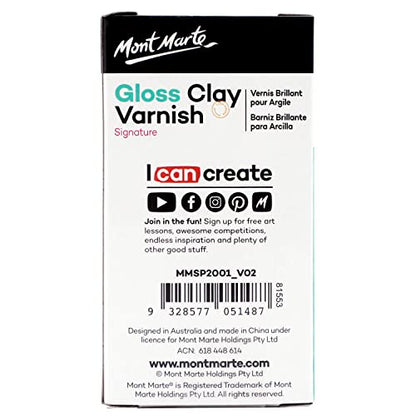 Mont Marte Clay Sculpture Sealant, Glossy Clear Varnish, Signature 4.05oz (120ml), Air or Polymer Clay Sealer