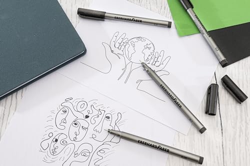Eberhard Faber 558104 Pigment Fineliner Black 4 Markers with Waterproof Ink