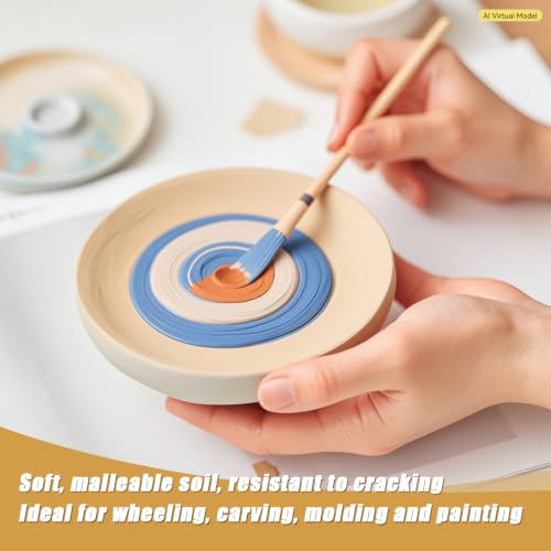 ZEHIQ Air Dry Clay-2.2 lbs Natural White Pottery Clay for Craft Projects | Wheel Throwing, Hand Building, Sculpting Molding, No Baking Required, Self-Hardening, Beginners & Professional Artists - color: white