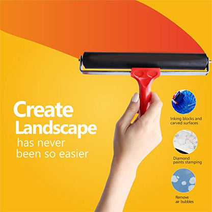 UCEC Brayer Roller, Durable Hard Rubber Roller Brayers, Brayer Rollers for Crafting, Glue Roller Paint Brushes for Printmaking Stamping Gluing (2.4”, 5.9”, 7.9”), 3 Pack - color: 2.4+5.9+7.9 Inch-Red