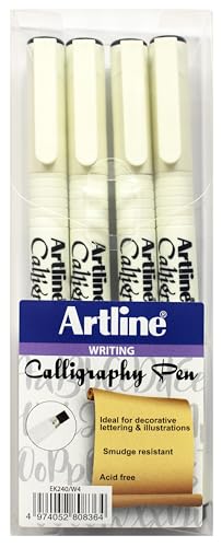 Artline EK-240W4 Calligraphy Pen - Assorted (Pack of 4), Black