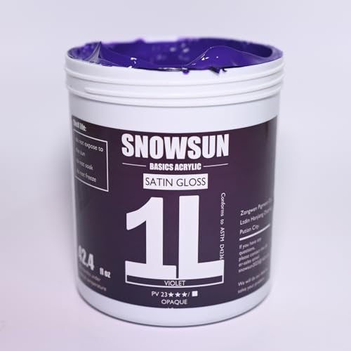 SNOWSUN Acrylic Paints, Large Bulk Heavy Body Acrylic Paint (42.4 oz, 1L) - Non Toxic Gloss Thick Art Paint for Multi-Surface, Canvas Wood Ceramic and Leather, Stone Craft, for Artists & Beginners, Violet - color: violet